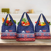 Personalised FAST Samoa Siapo Grocery Bag Teuila Flowers Samoan Pattern LT14 3-pack One Size Blue - Polynesian Pride