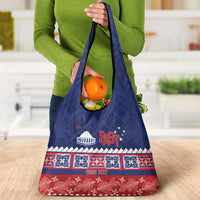 Personalised FAST Samoa Siapo Grocery Bag Teuila Flowers Samoan Pattern LT14 - Polynesian Pride