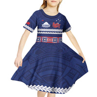 Personalised FAST Samoa Siapo Kid Short Sleeve Dress Teuila Flowers Samoan Pattern LT14 - Polynesian Pride