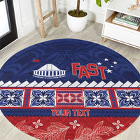 Personalised FAST Samoa Siapo Round Carpet Teuila Flowers Samoan Pattern LT14 Blue - Polynesian Pride