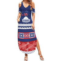 Personalised FAST Samoa Siapo Summer Maxi Dress Teuila Flowers Samoan Pattern - Polynesian Pride