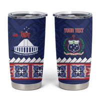 Personalised FAST Samoa Siapo Tumbler Cup Teuila Flowers Samoan Pattern LT14 Blue - Polynesian Pride
