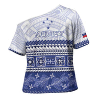 Personalised HRPP Samoa Siapo Cross Shoulder Shirt Teuila Flowers Samoan Pattern - Polynesian Pride