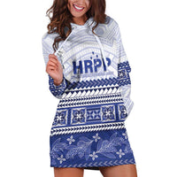 Personalised HRPP Samoa Siapo Hoodie Dress Teuila Flowers Samoan Pattern - Polynesian Pride