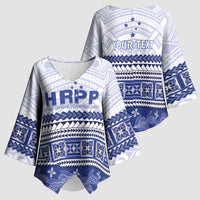 Personalised HRPP Samoa Siapo Kimono Sleeve Blouse Teuila Flowers Samoan Pattern - Polynesian Pride