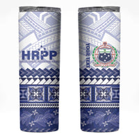 Personalised HRPP Samoa Siapo Skinny Tumbler Teuila Flowers Samoan Pattern LT14 White - Polynesian Pride