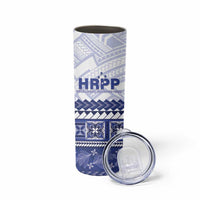 Personalised HRPP Samoa Siapo Skinny Tumbler Teuila Flowers Samoan Pattern LT14 - Polynesian Pride