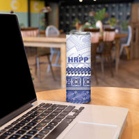 Personalised HRPP Samoa Siapo Skinny Tumbler Teuila Flowers Samoan Pattern LT14 - Polynesian Pride