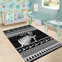 New Zealand Christmas Rugby Personalised Area Rug Meri Kirihimete All Black Maori - Polynesian Pride