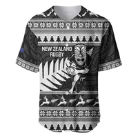 New Zealand Christmas Rugby Personalised Baseball Jersey Meri Kirihimete All Black Maori - Polynesian Pride