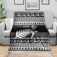 New Zealand Christmas Rugby Personalised Blanket Meri Kirihimete All Black Maori - Polynesian Pride