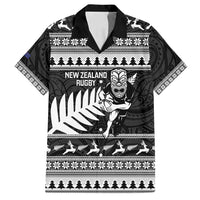 New Zealand Christmas Rugby Personalised Family Matching Off Shoulder Maxi Dress and Hawaiian Shirt Meri Kirihimete All Black Maori - Polynesian Pride