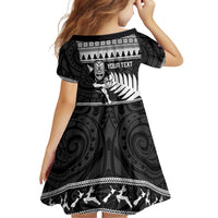 New Zealand Christmas Rugby Personalised Family Matching Off Shoulder Short Dress and Hawaiian Shirt Meri Kirihimete All Black Maori - Polynesian Pride