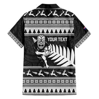 New Zealand Christmas Rugby Personalised Family Matching Off Shoulder Short Dress and Hawaiian Shirt Meri Kirihimete All Black Maori - Polynesian Pride