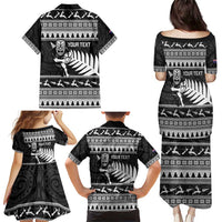 New Zealand Christmas Rugby Personalised Family Matching Puletasi and Hawaiian Shirt Meri Kirihimete All Black Maori - Polynesian Pride