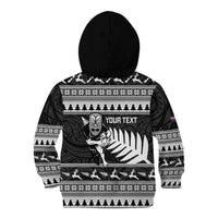 New Zealand Christmas Rugby Personalised Kid Hoodie Meri Kirihimete All Black Maori - Polynesian Pride