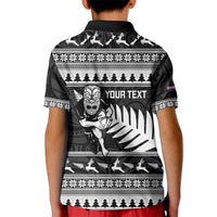 New Zealand Christmas Rugby Personalised Kid Polo Shirt Meri Kirihimete All Black Maori - Polynesian Pride