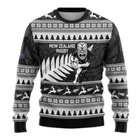 New Zealand Christmas Rugby Personalised Ugly Christmas Sweater Meri Kirihimete All Black Maori - Polynesian Pride