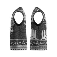 New Zealand Christmas Rugby Personalised Christmas Knitted V-Neck Vest Meri Kirihimete All Black Maori - Polynesian Pride