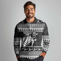New Zealand Christmas Rugby Personalised Long Sleeve Polo Shirt Meri Kirihimete All Black Maori - Polynesian Pride