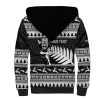 New Zealand Christmas Rugby Personalised Sherpa Hoodie Meri Kirihimete All Black Maori - Polynesian Pride