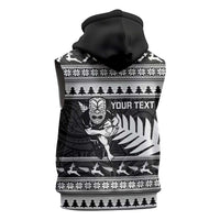 New Zealand Christmas Rugby Personalised Sleeveless Zip Hoodie Meri Kirihimete All Black Maori - Polynesian Pride