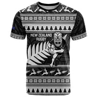 New Zealand Christmas Rugby Personalised T Shirt Meri Kirihimete All Black Maori - Polynesian Pride