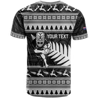 New Zealand Christmas Rugby Personalised T Shirt Meri Kirihimete All Black Maori - Polynesian Pride