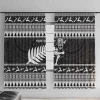 New Zealand Christmas Rugby Personalised Window Curtain Meri Kirihimete All Black Maori - Polynesian Pride