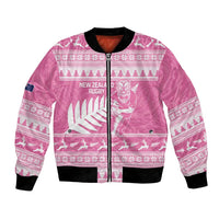 New Zealand Christmas Rugby Personalised Bomber Jacket Meri Kirihimete All Black Maori Pink Version - Polynesian Pride