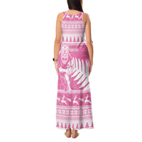 New Zealand Christmas Rugby Personalised Tank Maxi Dress Meri Kirihimete All Black Maori Pink Version - Polynesian Pride