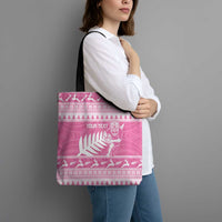 New Zealand Christmas Rugby Personalised Tote Bag Meri Kirihimete All Black Maori Pink Version - Polynesian Pride