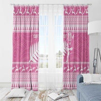 New Zealand Christmas Rugby Personalised Window Curtain Meri Kirihimete All Black Maori Pink Version - Polynesian Pride
