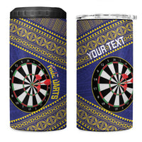 Personalised Niue Darts 4 in 1 Can Cooler Tumbler Dart Board Hiapo Pattern LT14 One Size: 16 oz Blue - Polynesian Pride
