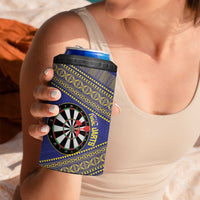 Personalised Niue Darts 4 in 1 Can Cooler Tumbler Dart Board Hiapo Pattern LT14 - Polynesian Pride