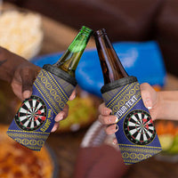 Personalised Niue Darts 4 in 1 Can Cooler Tumbler Dart Board Hiapo Pattern LT14 - Polynesian Pride
