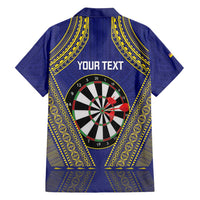 Personalised Niue Darts Family Matching Long Sleeve Bodycon Dress and Hawaiian Shirt Dart Board Hiapo Pattern - Polynesian Pride