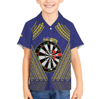Personalised Niue Darts Family Matching Long Sleeve Bodycon Dress and Hawaiian Shirt Dart Board Hiapo Pattern - Polynesian Pride
