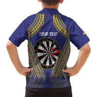 Personalised Niue Darts Family Matching Off Shoulder Maxi Dress and Hawaiian Shirt Dart Board Hiapo Pattern - Polynesian Pride