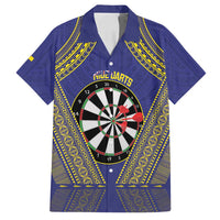 Personalised Niue Darts Family Matching Off Shoulder Short Dress and Hawaiian Shirt Dart Board Hiapo Pattern - Polynesian Pride