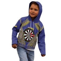 Personalised Niue Darts Kid Hoodie Dart Board Hiapo Pattern - Polynesian Pride