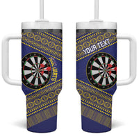 Personalised Niue Darts Tumbler With Handle Dart Board Hiapo Pattern - Polynesian Pride