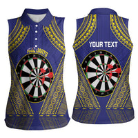 Personalised Niue Darts Women Sleeveless Polo Shirt Dart Board Hiapo Pattern LT14 - Polynesian Pride