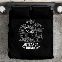 New Zealand Silver Fern Rugby Bedding Set Haka Aotearoa Kiwi Dance LT14 Black - Polynesian Pride