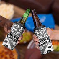 Black Bula Fiji 4 in 1 Can Cooler Tumbler Unique Masi Tapa Pattern LT14 - Polynesian Pride