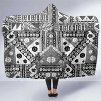 Black Bula Fiji Hooded Blanket Unique Masi Tapa Pattern LT14 One Size Black - Polynesian Pride