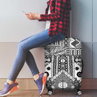 Black Bula Fiji Luggage Cover Unique Masi Tapa Pattern LT14 - Polynesian Pride