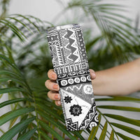 Black Bula Fiji Skinny Tumbler Unique Masi Tapa Pattern