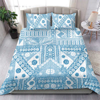 Blue Bula Fiji Bedding Set Unique Masi Tapa Pattern