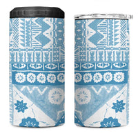 Blue Bula Fiji 4 in 1 Can Cooler Tumbler Unique Masi Tapa Pattern LT14 One Size: 16 oz Blue - Polynesian Pride
